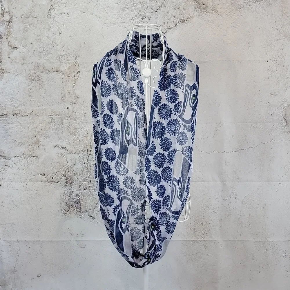 Seahawks Blue and White Infinity Scarf  One Size